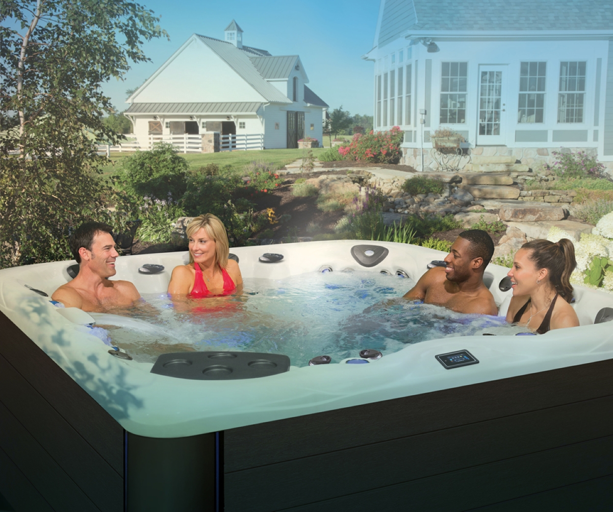 hot tub with bluetooth speakers